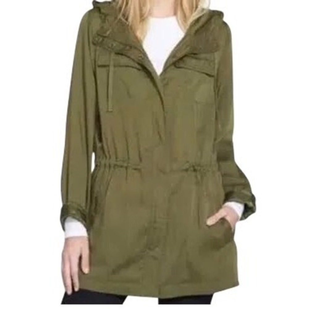 Eileen Fisher Womens Hooded Anorak Jacket Olive Green Size 2X S5PWT Quiet Luxury